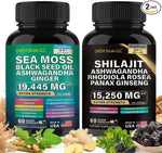 Charger l'image dans la galerie, Le puissant ensemble de suppléments Sea Moss et Shilajit, Ashwagandha, Gingembre renforcé énergie &amp; immunité
