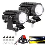 Charger l'image dans la galerie, Lot de 2 mini phares longue portée LED avec interrupteur, projecteur haute luminosité bicolore pour camions, voitures et motos

